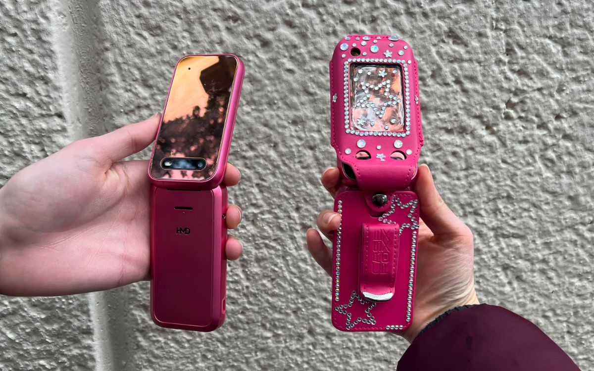 Two dumbphones that have been uniquely personalised. Photo: Kira-Lee Bennett