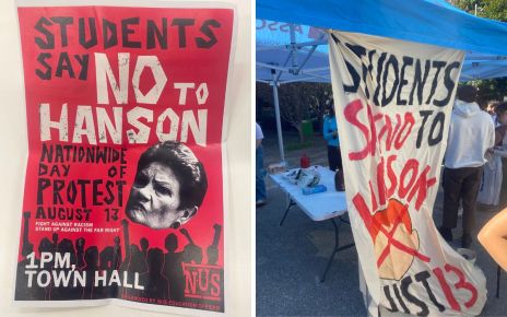 Signs and posters at the University Technology Sydney protest, led by the Student Union. Photos: Josh Anderson