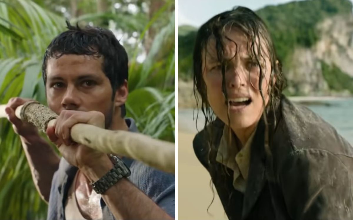 Dylan O’Brien and Rachel McAdams are stranded on a deserted island. Photo: YouTube