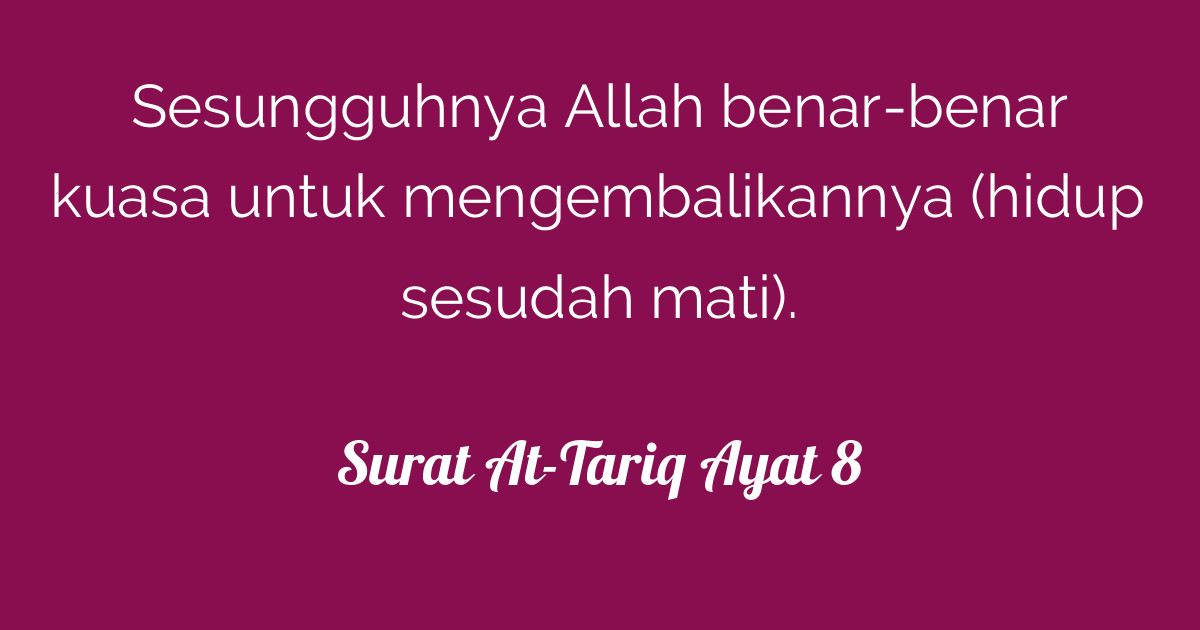 Al kafirun diturunkan sesudah surat al ma'un dan termasuk dalam surat makiyah karena diturunkan di mekkah sebelum nabi muhammad saw hijrah ke madinah. Surat At-Tariq Ayat 8 | Tafsirq.com