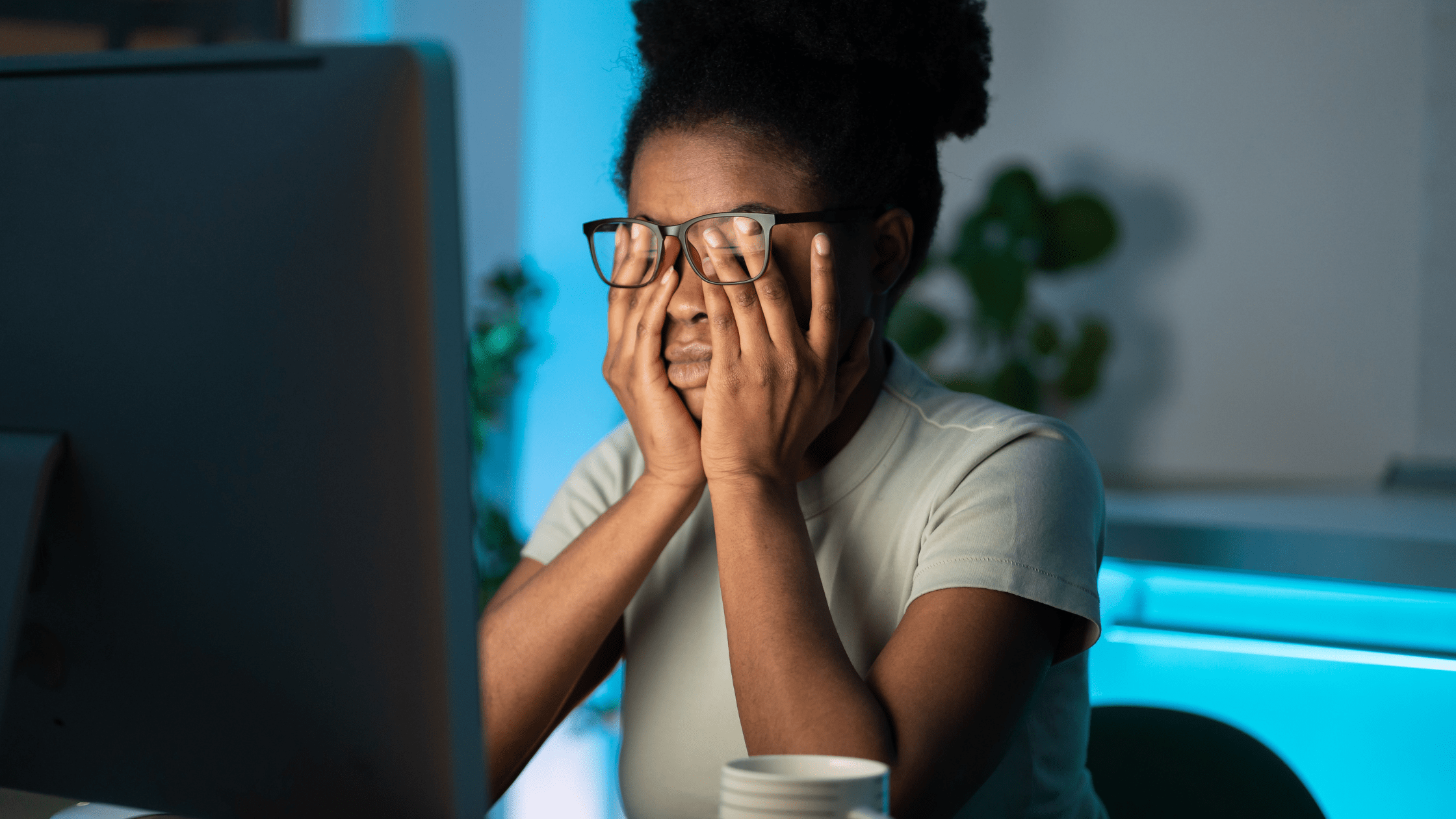 A student looking fatigued.