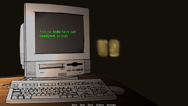 A screenshot from 1997 Reloaded showing a computer with a black screen and green text. 1997 Reloaded review at Tails by the Foxfire.