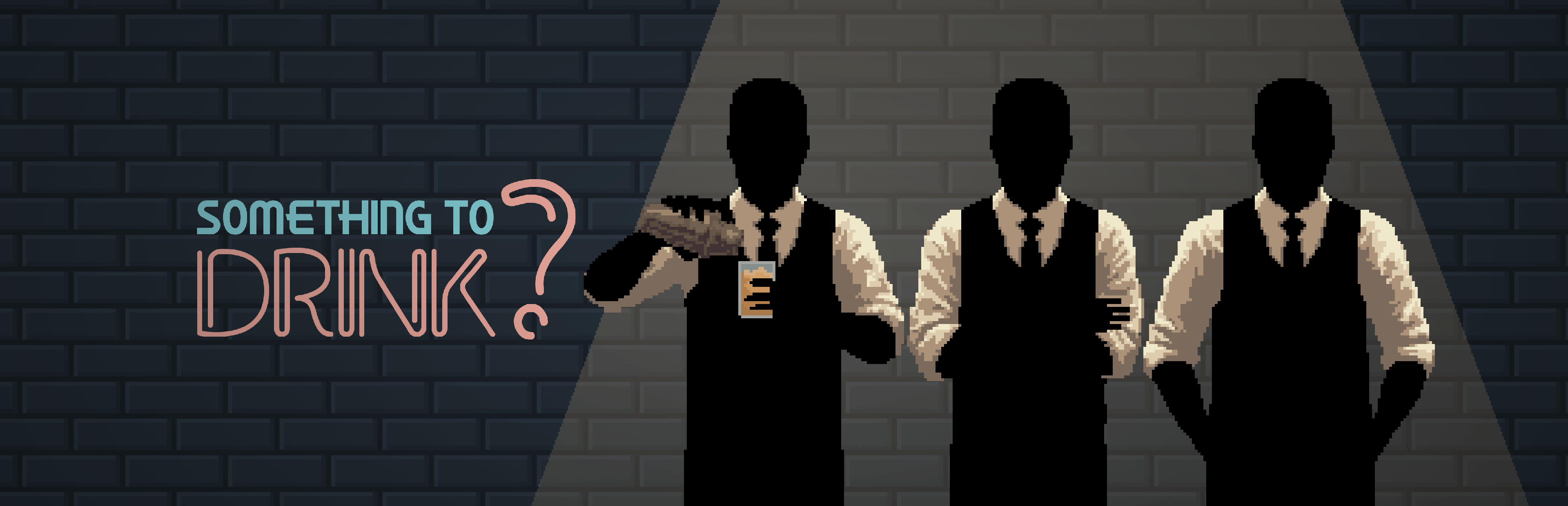 promo art for Something to Drink? by Adam's Games featuring the silhouettes of three bartenders. Something to Drink? review at Tails by the Foxfire