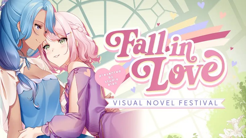 Promo art for Studio Elan's 2026 Fall in Love Visual Novel Festival on Steam. Visual Novel reviews at Tails by the Foxfire