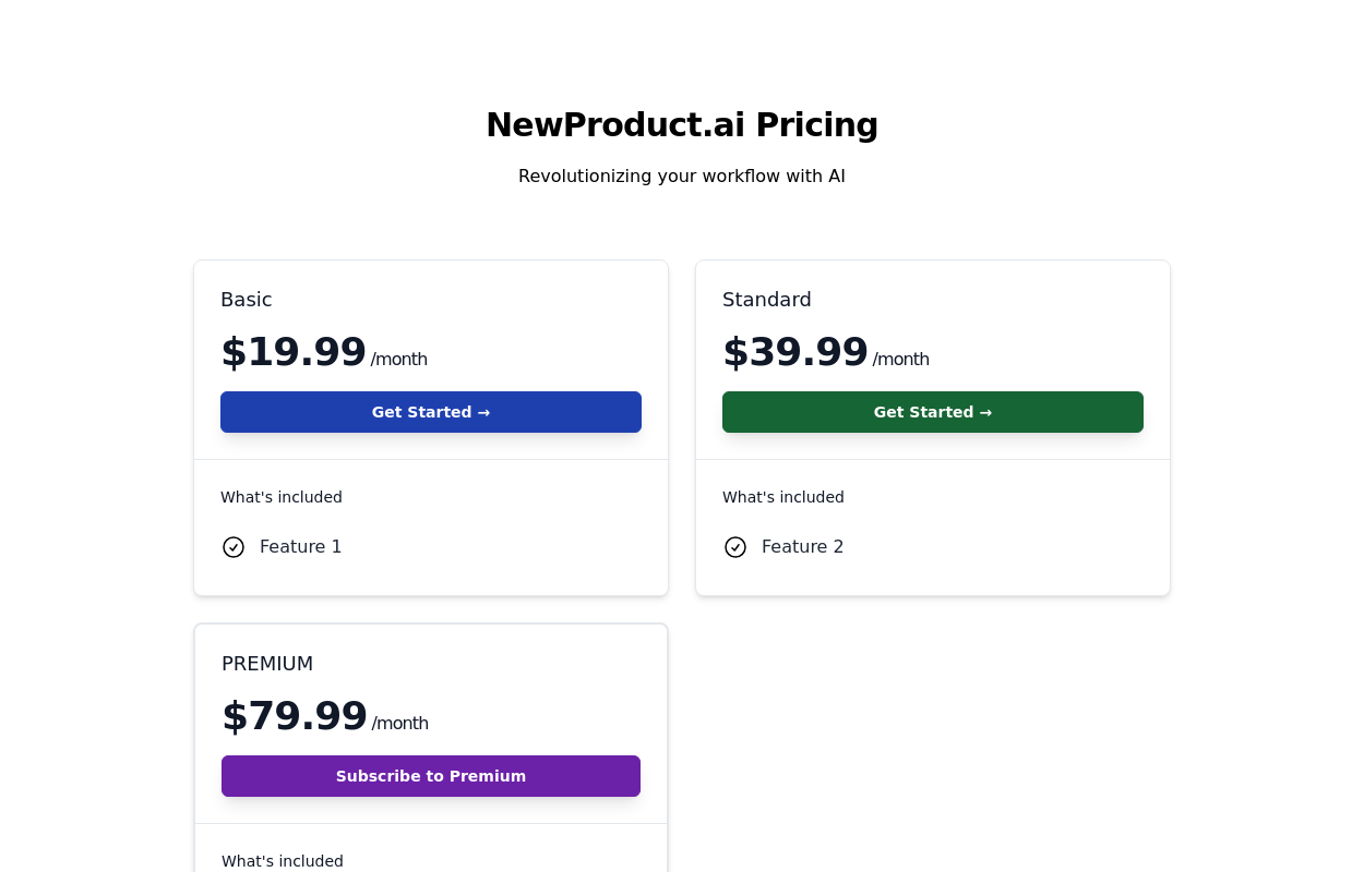 Basic Pricing Cards Tailwind Css Example