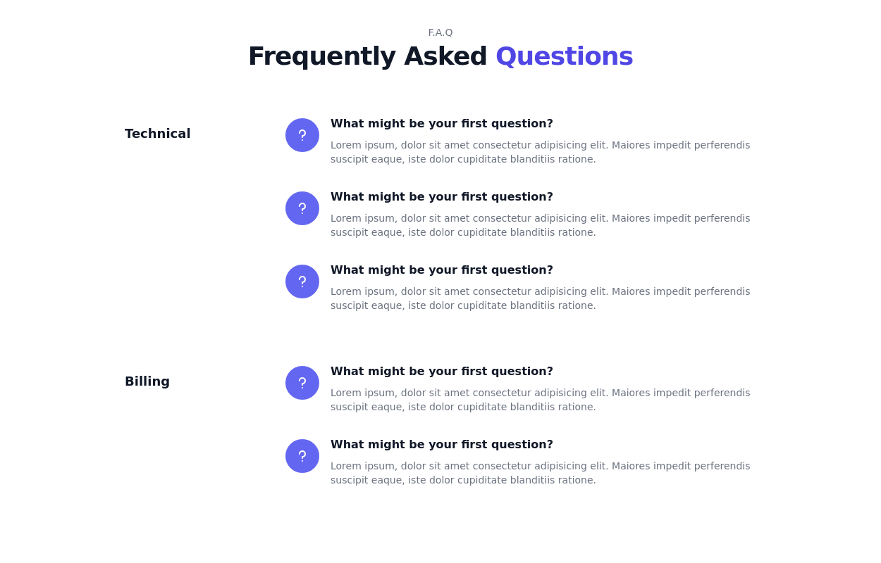 Frequently Asked Questions Section - Tailwind CSS Example