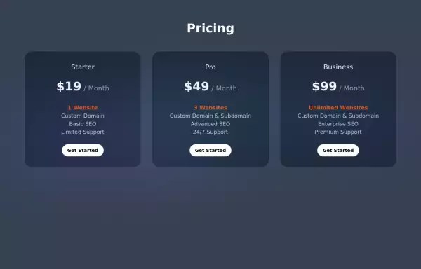 Multiple Pricing Cards Tailwind Css Example