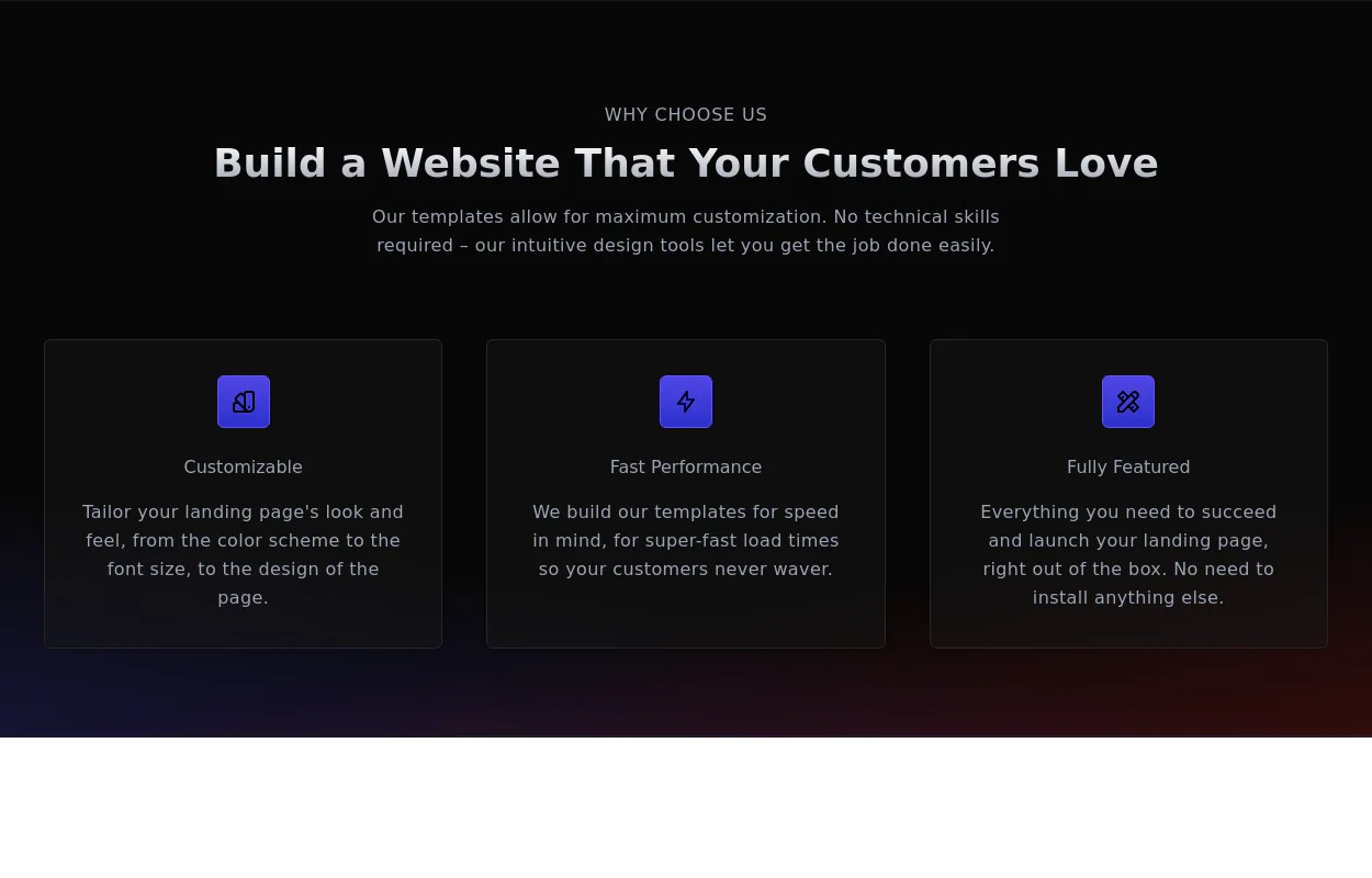 Why choose us (features showcase) example