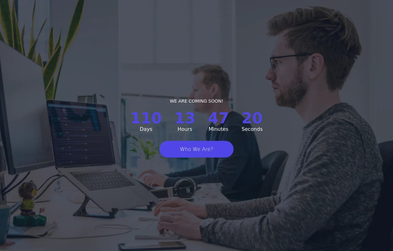 Coming Soon Page With Working Count Down Timer Tailwind Css Example