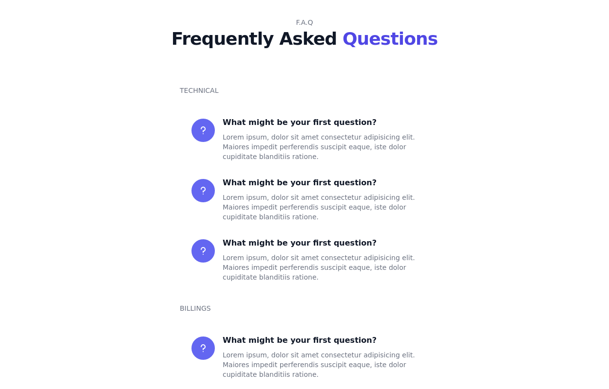 Frequently Asked Questions (FAQ) - Tailwind CSS Example