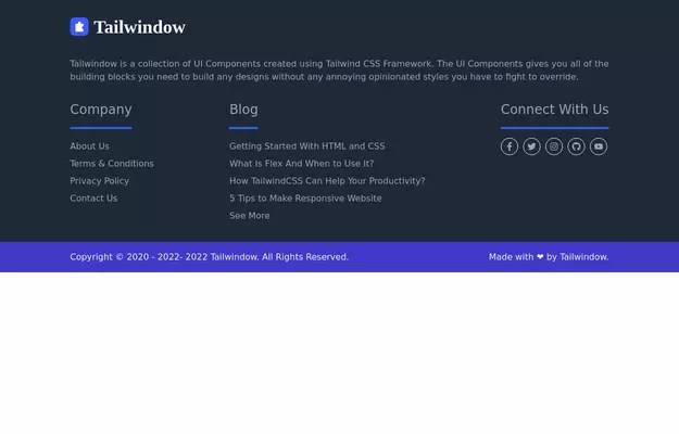98+ Free Footer Examples In Tailwind CSS
