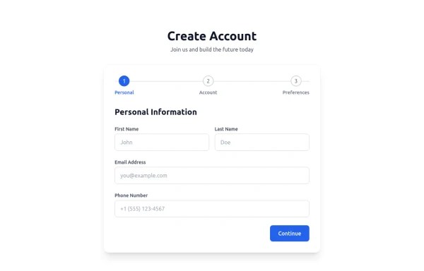 Multi Step Form With Progress Tracker Tailwind Css Example