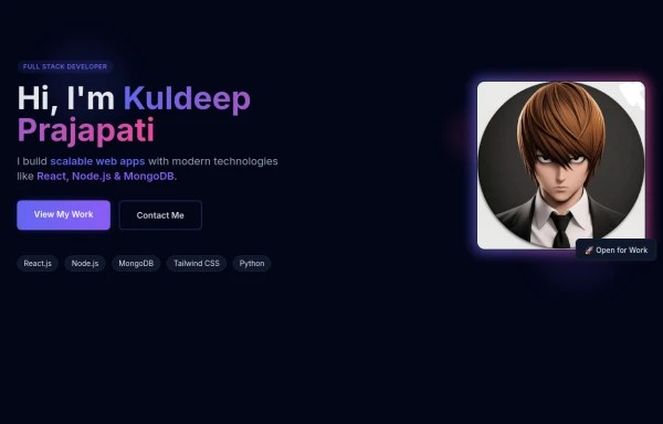 Portfolio Hero Section 2 Tailwind Css Example - Artistic Gradient Wallpaper - Mobile