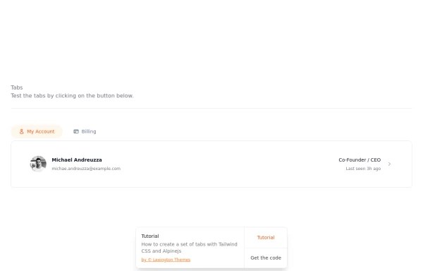 Tabs With Tailwind CSS And Alpinejs - Tailwind CSS Example