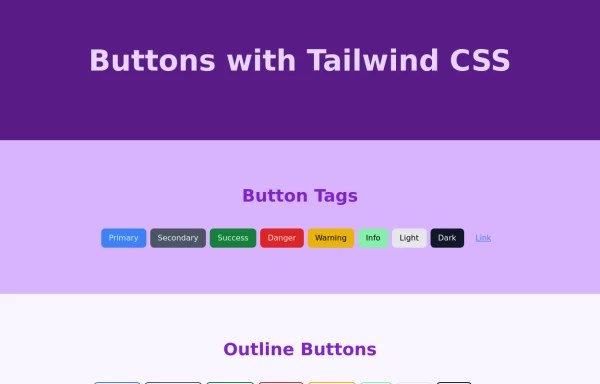 Tailwind Different Button Styles - Tailwind CSS Example