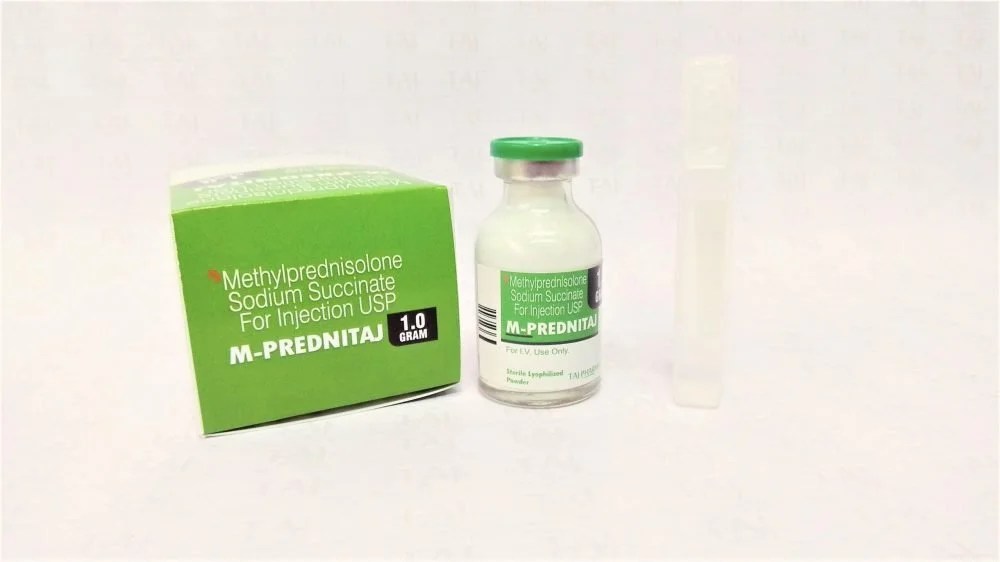 Methylprednisolone Sodium Succinate Injection manufacturers, Methylprednisolone Sodium Succinate Injection suppliers & exporters in India, Get contact for Methylprednisolone Sodium Succinate Injection manufacturing companies from India. Taj Pharma is leading Methylprednisolone Sodium Succinate Injection Manufacturers, Methylprednisolone Sodium Succinate Injection Suppliers in India, Methylprednisolone Sodium Succinate Injection Taj Pharmaceuticals