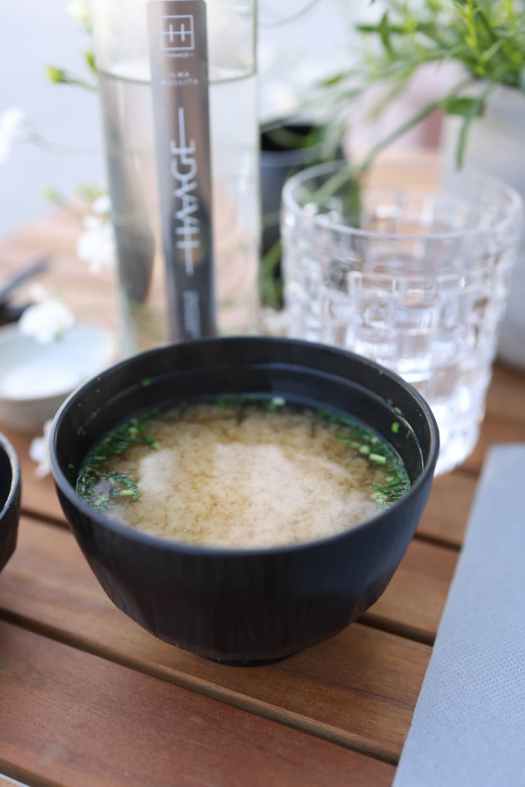 bowl of miso soup with noodles