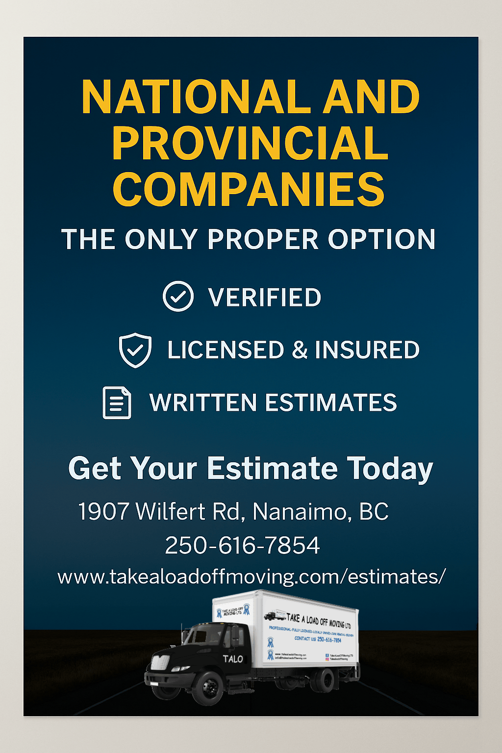 National and provisional moving companies