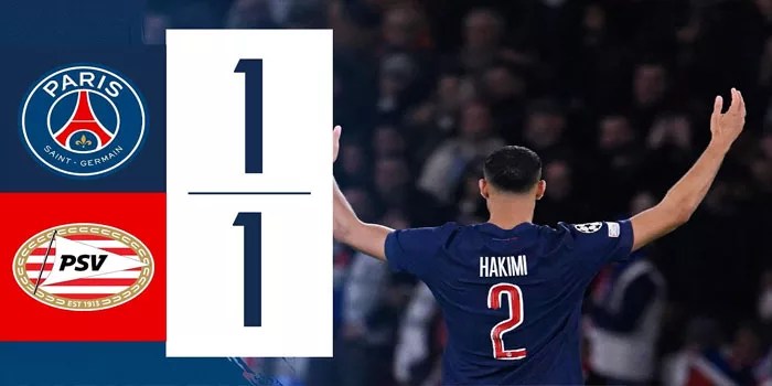 Laga Antara PSG vs PSV Berakhir Dengan Skor Imbang 1-1