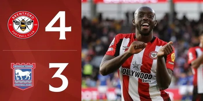 Brentford Kalahkan Ipswich 4-3 di Liga Inggris