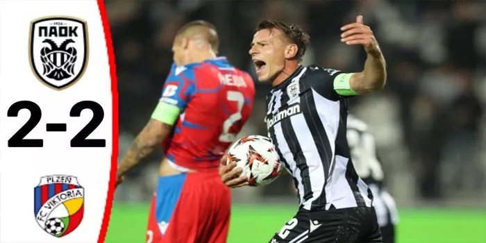 PAOK vs Viktoria Plzen, Pertandingan Seru Berakhir Imbang 2-2 Di Eropa