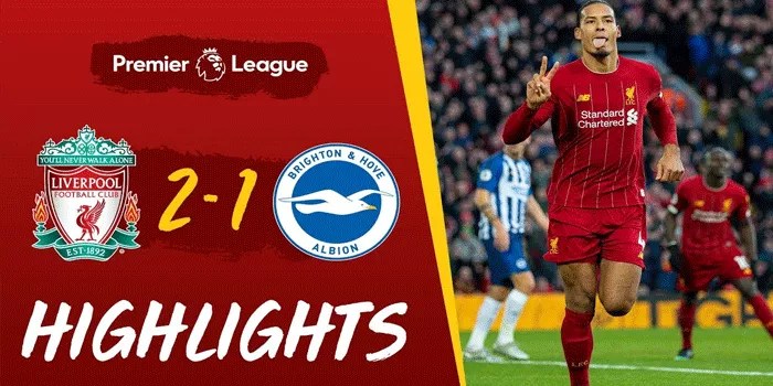 Liverpool Menangkan Pertandingan Kandang Melawan Brighton Dengan Skor 2-1