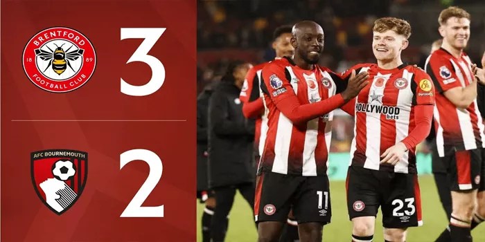 Brentford Curi Kemenangan Tipis 3-2 Atas Bournemouth