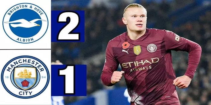 Brighton Taklukkan Man City Dengan Skor Tipis 2-1