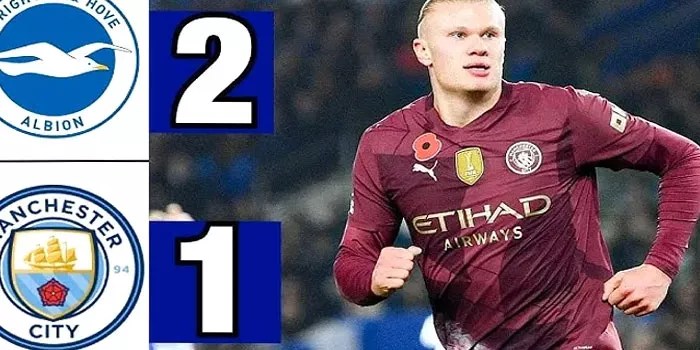 Liga Inggris – Brighton Berhasil Menang Comeback Atas Manchester City 2-1