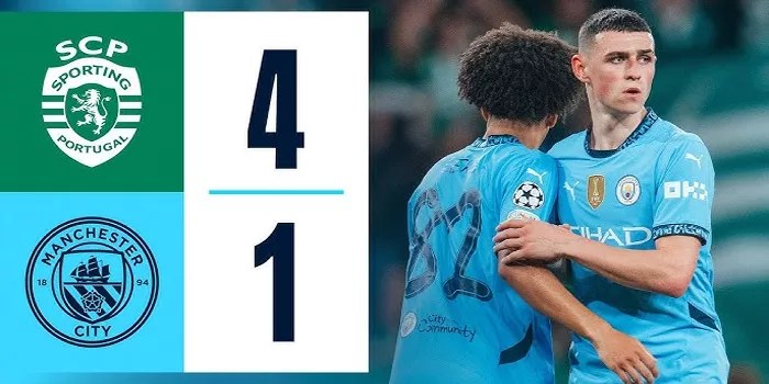 Hasil Sporting Lisbon vs Manchester City: Skor 4-1