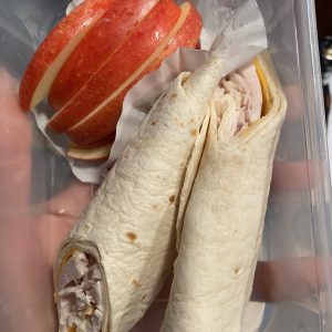 Turkey & Cheddar Roll-up with Apple Slices
