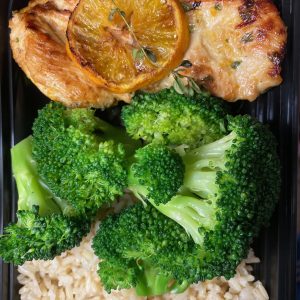 Tangerine Chicken, Brown Rice, Broccoli