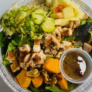 Blackened Chicken & Roasted Brussels Sprouts Bowl