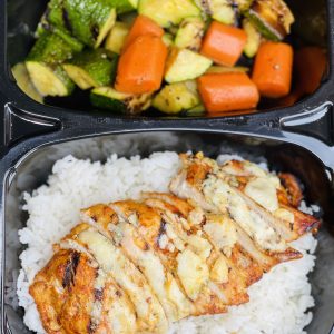 Buffalo Bleu Cheese Chicken, Jasmine Rice, Assorted Roasted Veggies