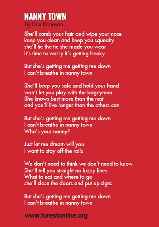 The right song can help you get through trouble. Simon Clark Taking Liberties Nanny Town Revisited