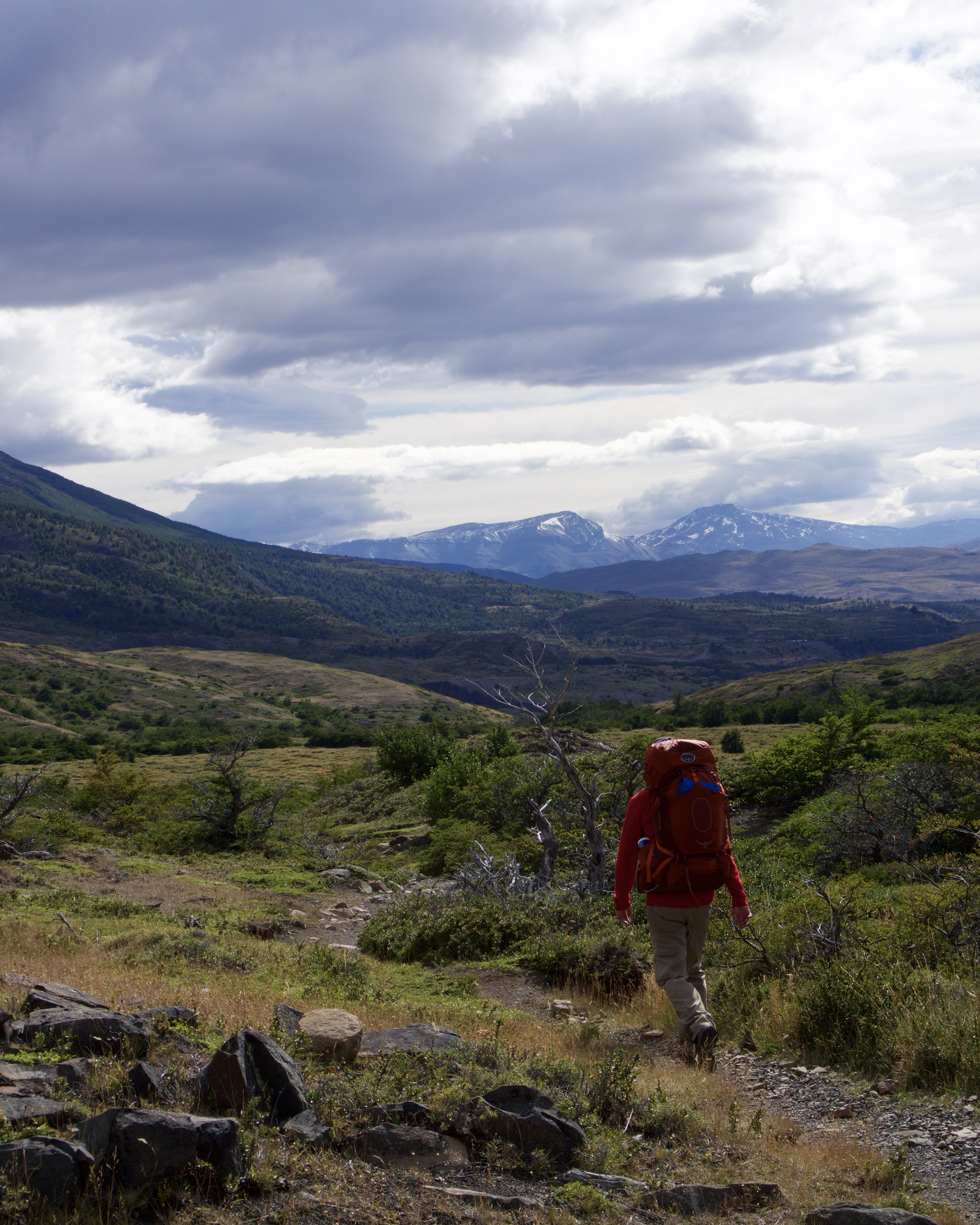 - A rare break from uphill hiking during a morning stroll on day 4