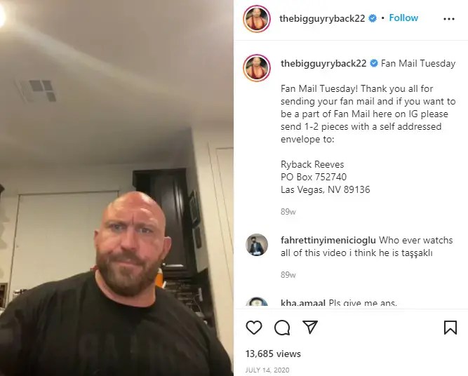 Ryback Reeves Fan Mail