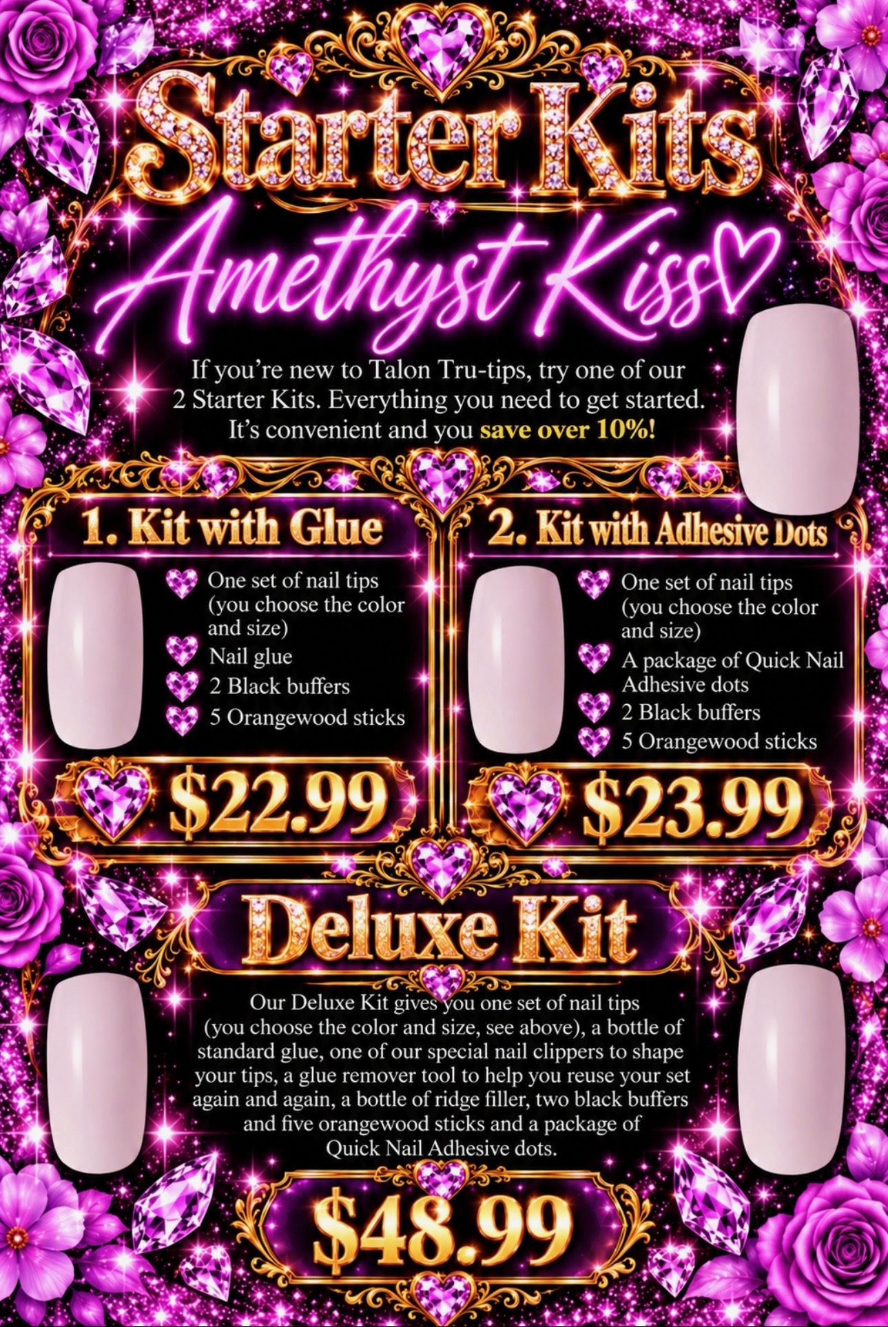 extra wide artificial nail starter kits