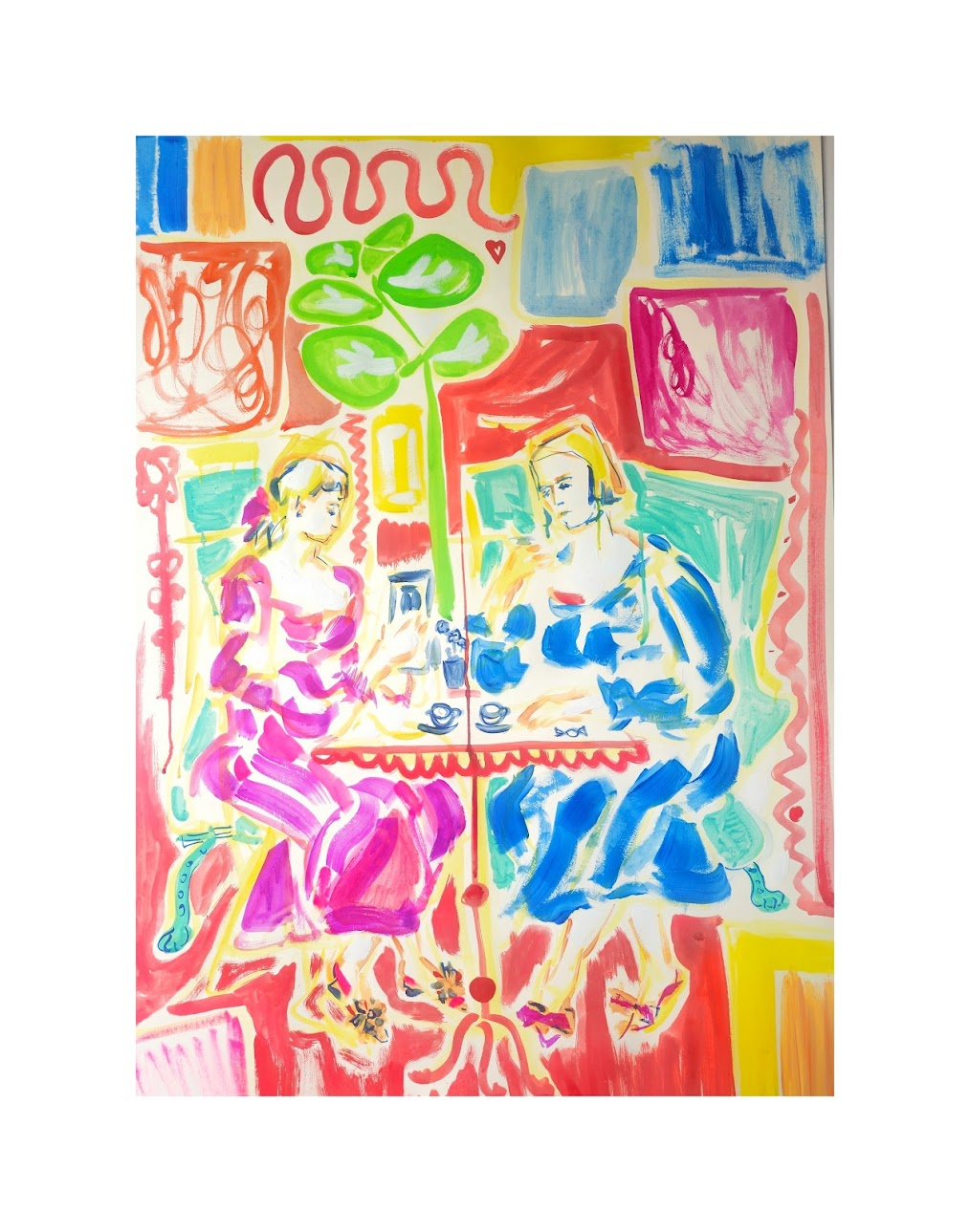 Study for Self-portrait with my Mother in her Art Studio, after Matisse “Deux Femmes Dans La Verdure Avec Un Chien”