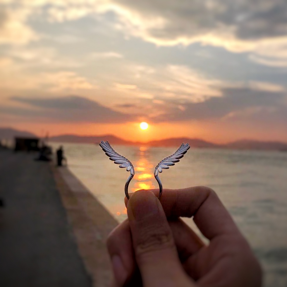 Flying Wing Ring in Sunset