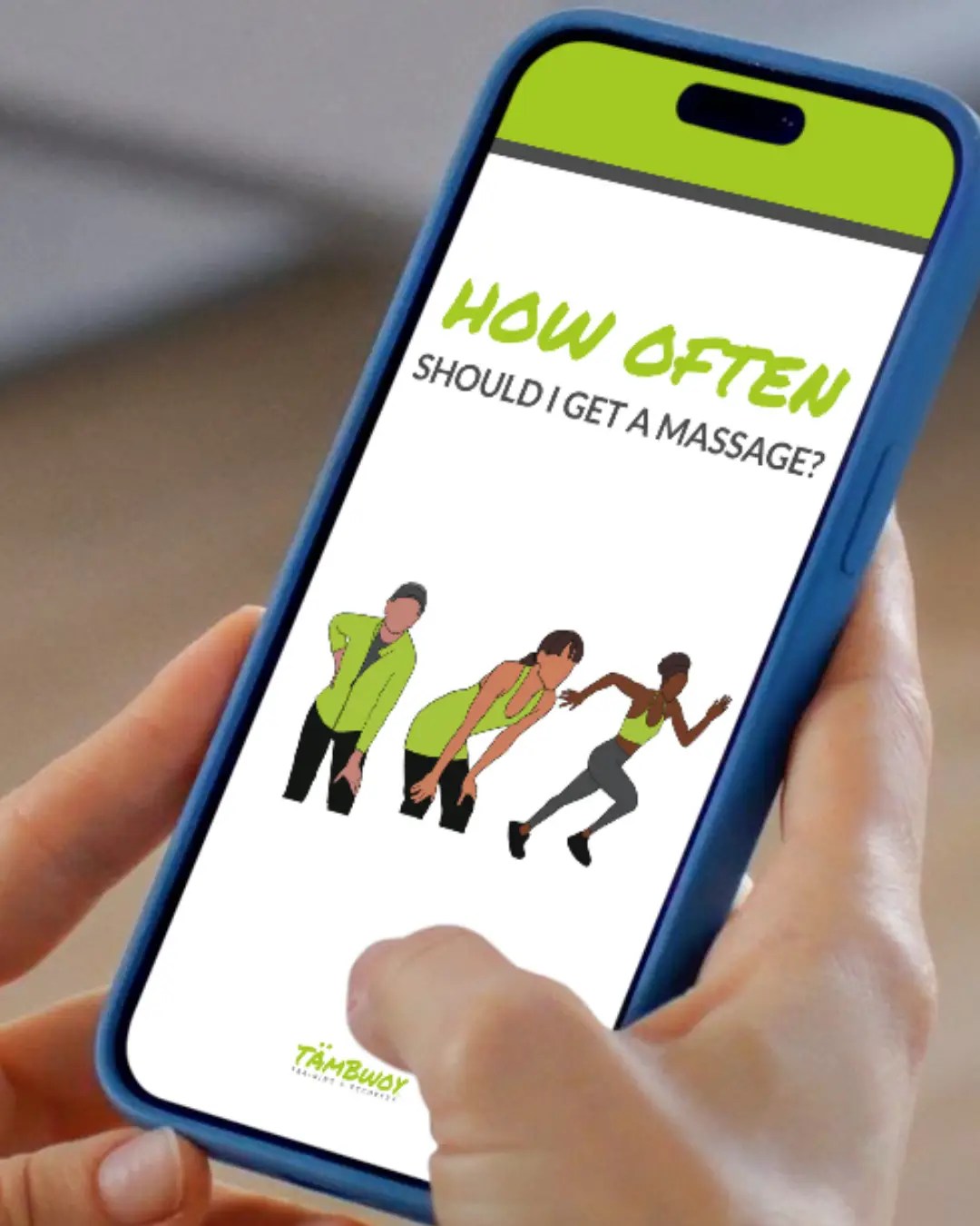 Person Viewing How Often Should I Get a Massage Guide on a Phone