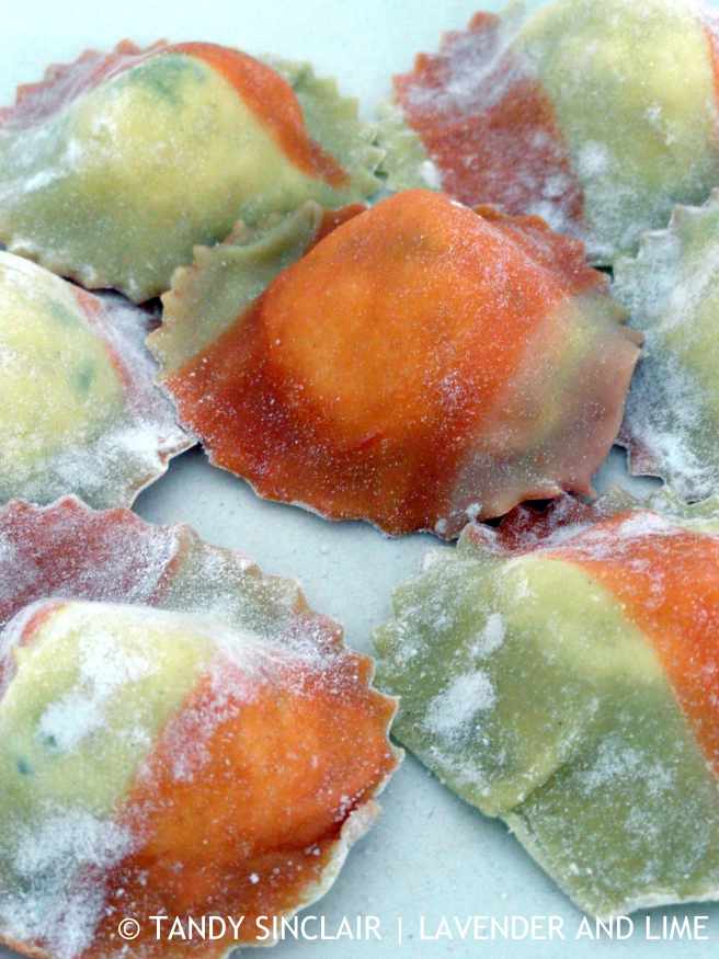 Two Tone Pasta Ricotta Ravioli