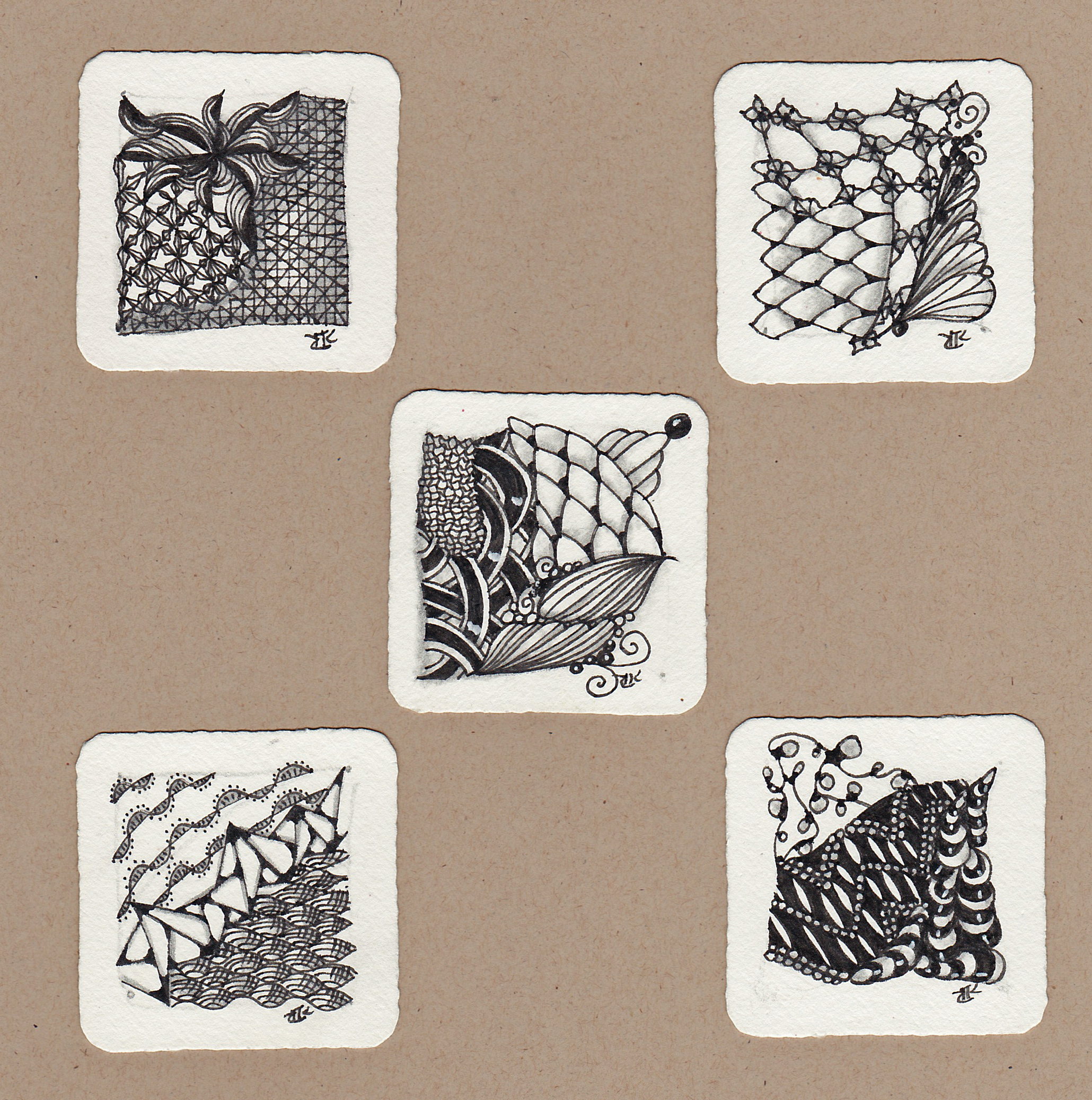 The new Bijou tiles. These are only 2" square and so much fun to do. These were swapped with other CZTs