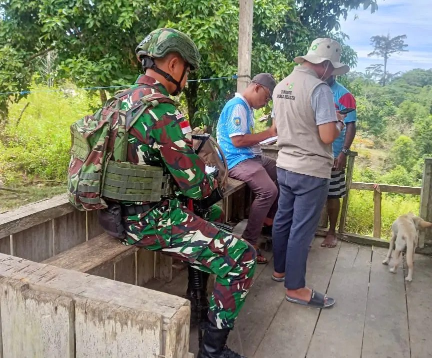 Satgas Pamtas RI-PNG Kewilayahan Papua Barat Yonif 642/Kps Pos Masyeta Distrik Masyeta