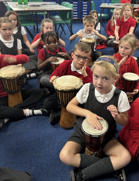 We love playing the djembes