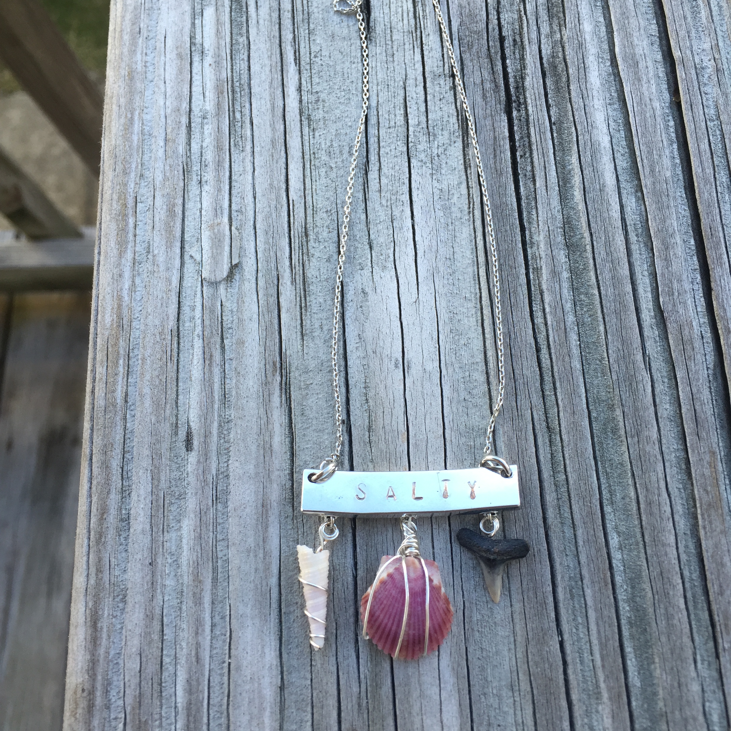 Silver Stamped "Salty" Necklace