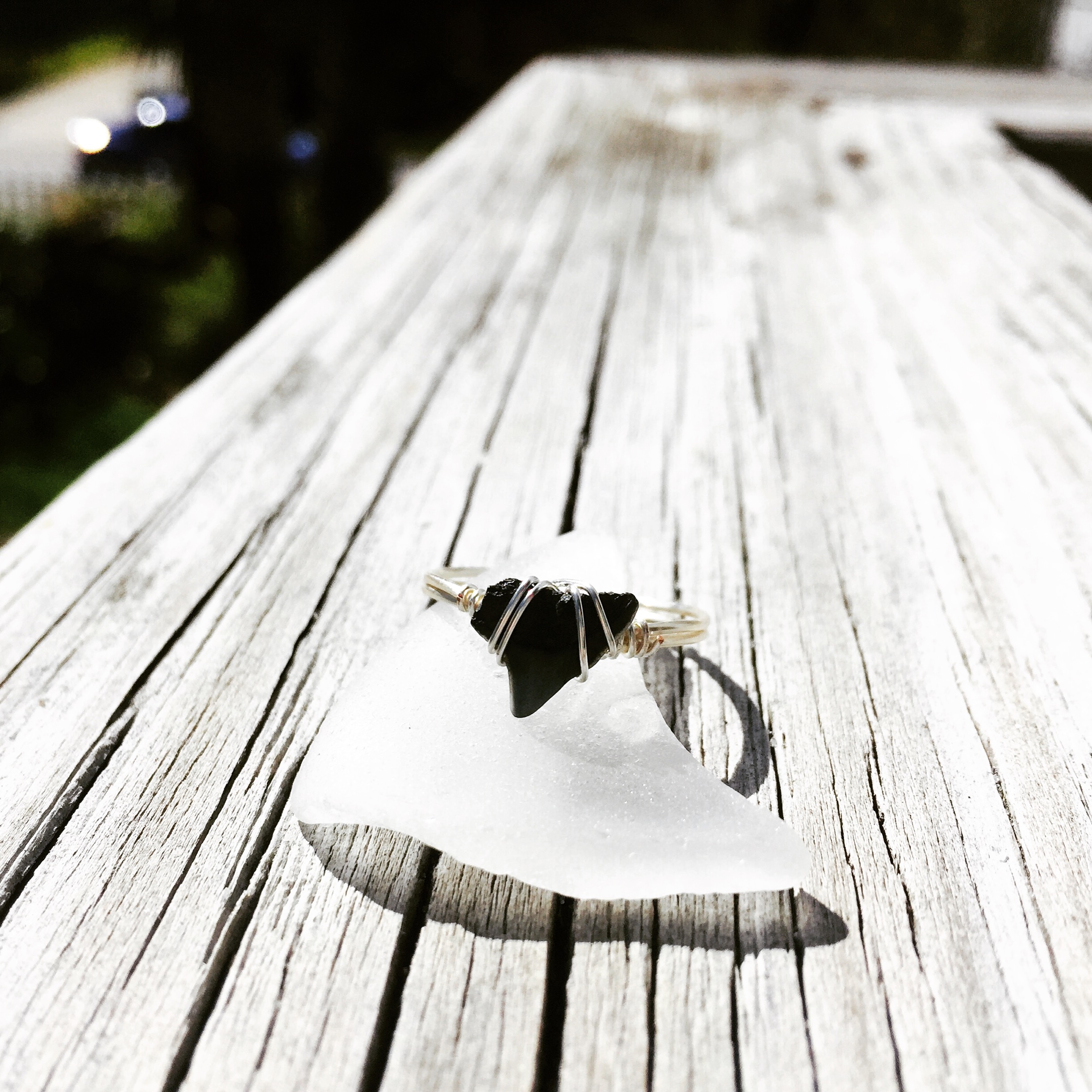Silver Wire Wrapped Shark Tooth Ring
