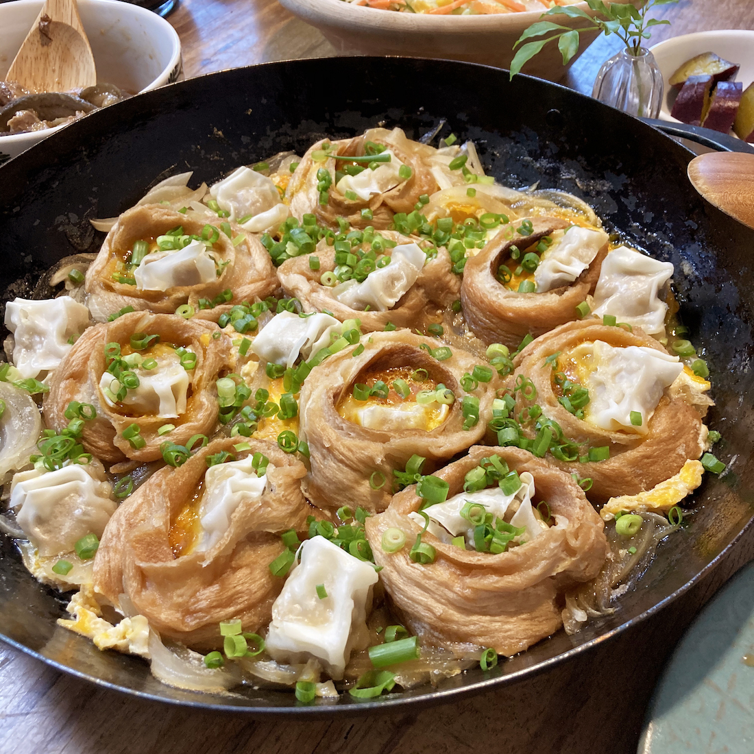 たまご＆焼売 in 車麩の甘辛煮