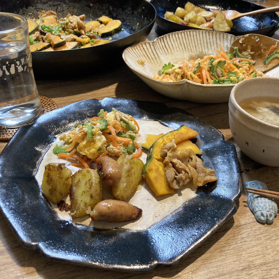 南瓜と豚肉の甘辛炒め