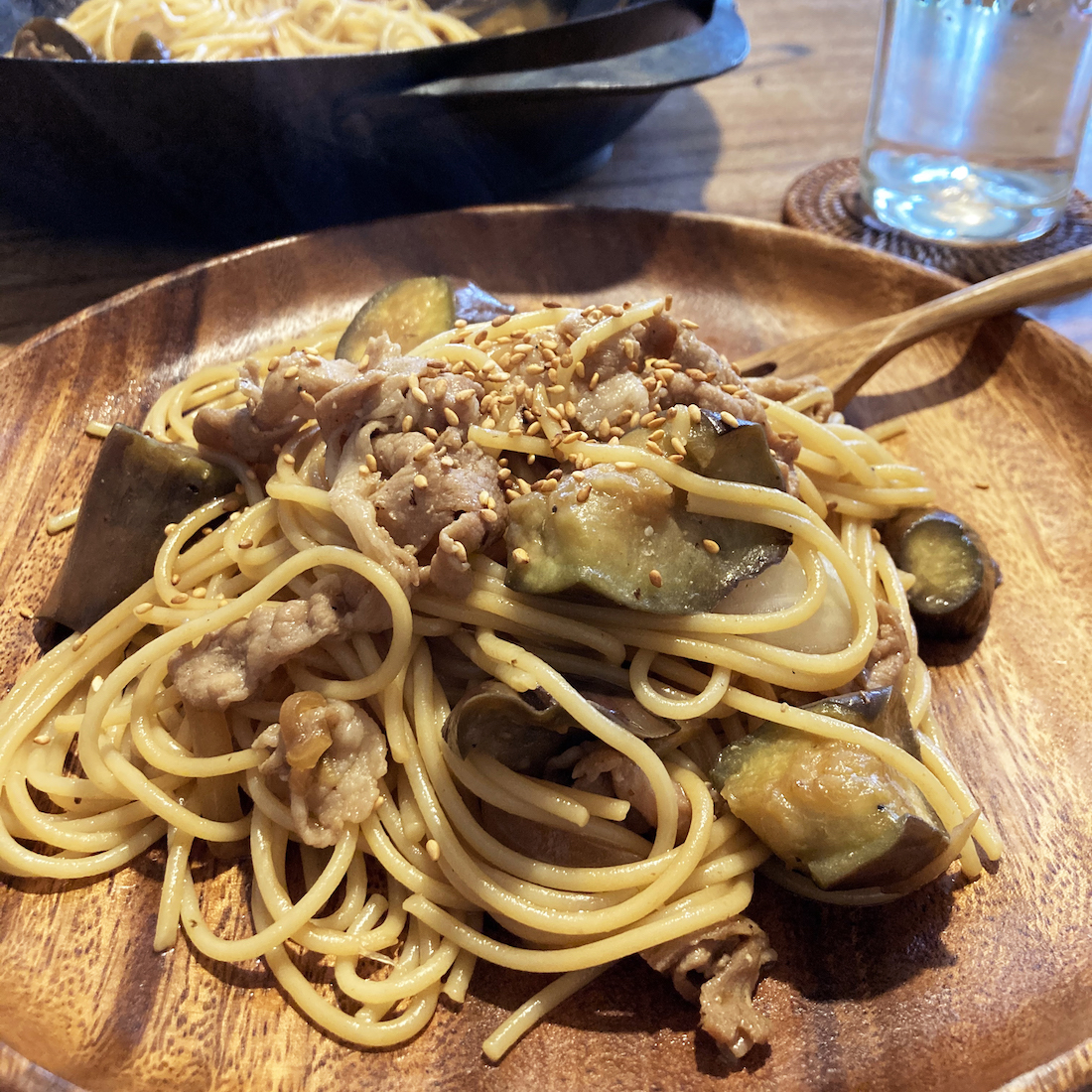 ナスと豚肉の和風パスタ